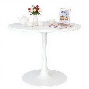 Hooseng Round Dining Table with MDF Table Top and Metal Base, Mid-Century Modern Dining Room Table for 2 - 4 Person - 1 of 4