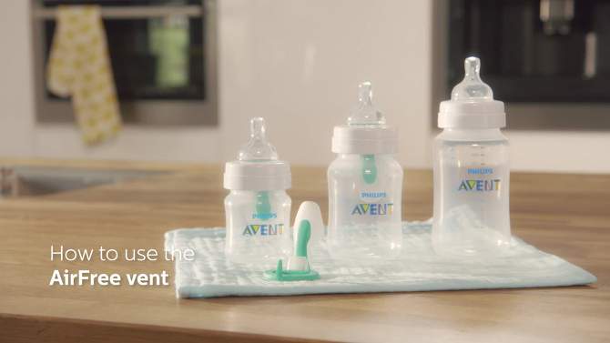 Philips Avent 3pk Anti-Colic Baby Bottle with AirFree Vent - Clear - 4oz, 2 of 18, play video