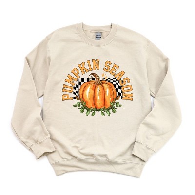 Simply Sage Market Women's Graphic Sweatshirt Pumpkin Season Checkered