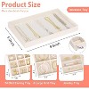 4-Piece Stackable Velvet Jewelry Trays, Drawer Organizer Inserts for Necklaces, Bracelets & Earrings, Beige - 4 of 4