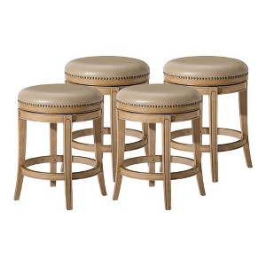 Maven Lane Alexander Rotating Backless Kitchen Stool in Vegan Leather Seat, Set of 4 - 1 of 4