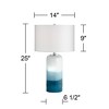 Possini Euro Design Modern Table Lamp with USB Charging Port and Nightlight LED 25" High Blue Art Glass White Shade for Bedroom Desk (Color May Vary) - image 4 of 4