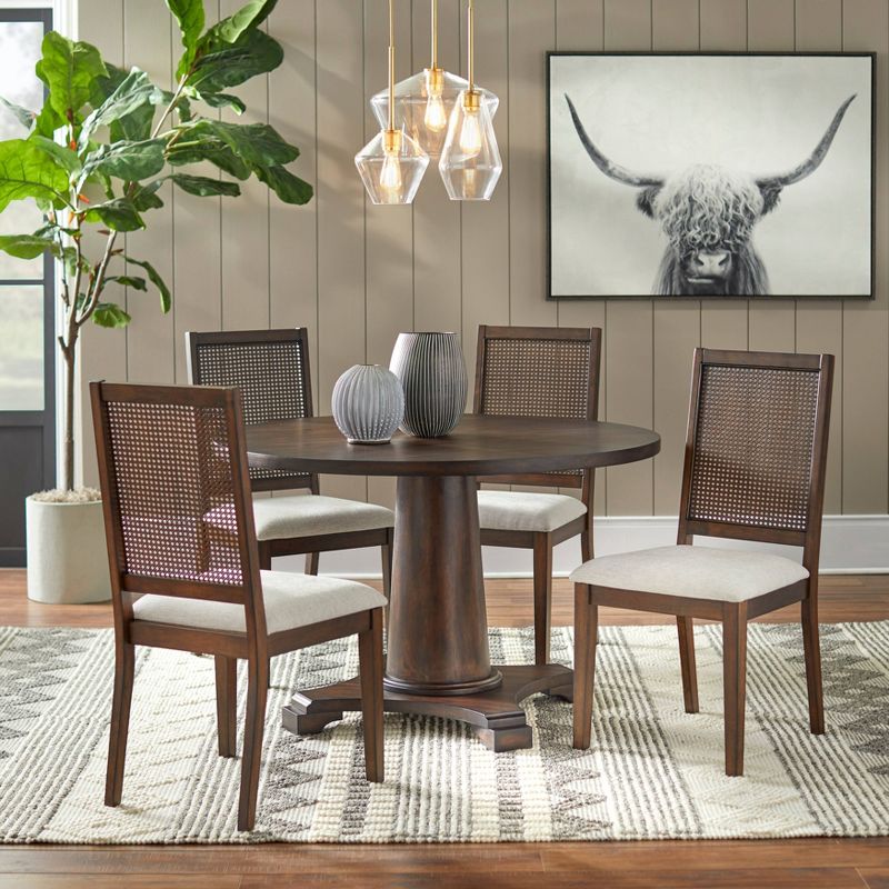 Set of 2 Westbury Cane Style Back Dining Chairs Walnut/Cream - Buylateral, 5 of 8