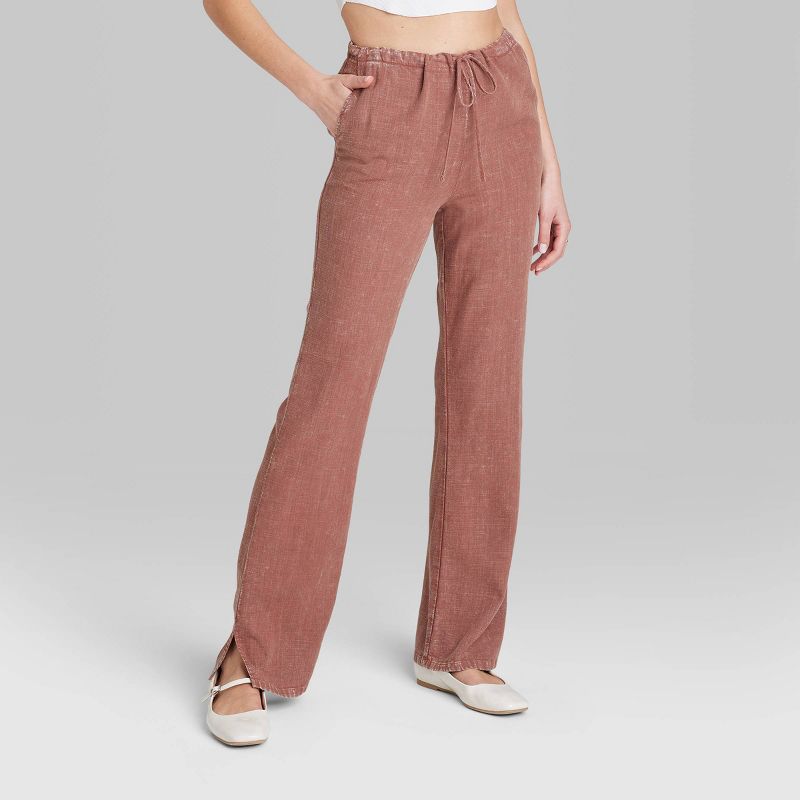 Women's Mid-Rise Wide Leg Relaxed Linen Pants - Wild Fable™, 3 of 5