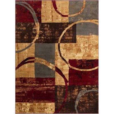 Multi Abstract Rectangular 9' x 12' Synthetic Area Rug