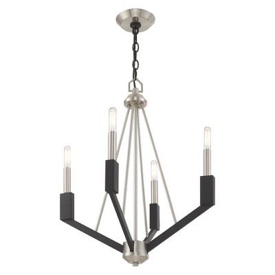 Black Brushed Nickel Mini 4-Light Candle Chandelier