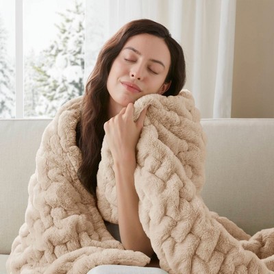 Kumasinova 50x60 Inch Faux Fur Throw Blanket,Ultra Soft Fluffy Blanket with Frilled Edges,Luxury Throw Blankets for Bed&Couch