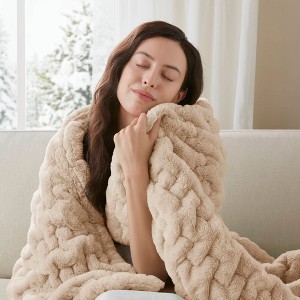 Kumasinova 50x60 Inch Faux Fur Throw Blanket,Ultra Soft Fluffy Blanket with Frilled Edges,Luxury Throw Blankets for Bed&Couch - 1 of 4