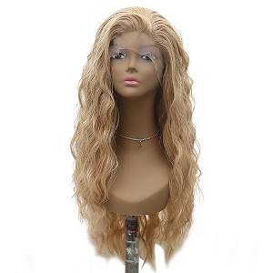 Unique Bargains Women's Long Body Wave Lace Front Wigs with Wig Cap 24" Blonde Synthetic Fibre 1PC - 1 of 4