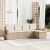 vidaXL 5 Piece Patio Sofa Set with Cushions Beige and Cream Poly Rattan - Without Table - 2 of 4