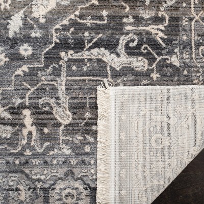 Grey Charcoal Synthetic Hand-Knotted 4' x 6' Area Rug