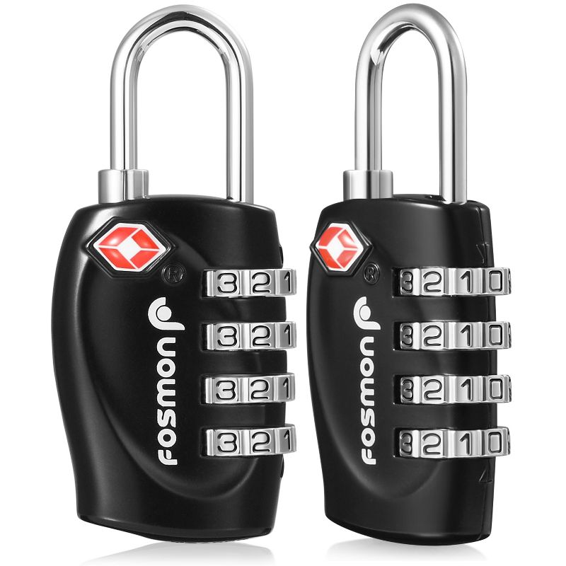Fosmon TSA Accepted Luggage Lock with 4-Digit Combination - Black, 1 of 6