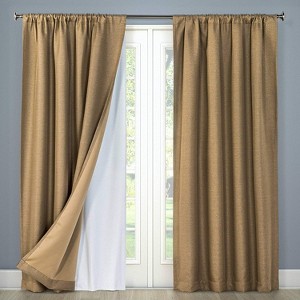 HLC.ME White Thermal Insulated 100% Blackout Curtain Liner Window Panels - Complete Darkness and Window Privacy - Hooks Included - 1 of 2