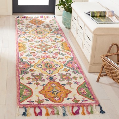 Ivory Floral Wool Hand Tufted Reversible Runner Rug