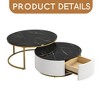 Modern Round Nesting Coffee Table Fluted with Drawer in 27.6" - Leovsnove - 4 of 4