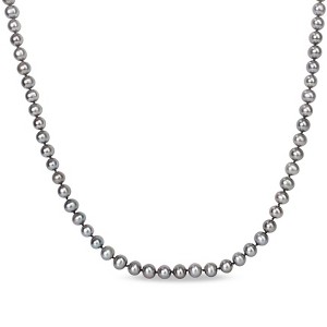 EVERLY JEWELRY | Sterling Silver 9-10mm Grey Cultured Freshwater Pearl Strand Necklace - 18 inch - 1 of 1