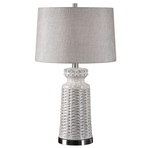 Uttermost Kansa Distressed White Table Lamp – Elegant Designer Accent Lighting - 1 of 4