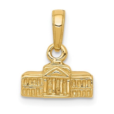Black Bow Jewelry 14k Yellow Gold Small 3D White House Pendant