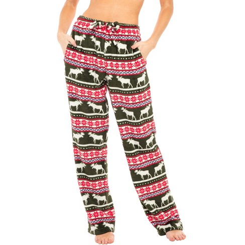 Adr Women's Plush Fleece Pajama Bottoms With Pockets, Winter Pj Lounge Pants  Moose Large : Target