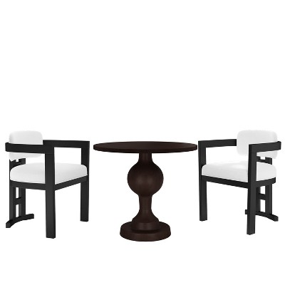 Christopher Knight Home Jace 3 Pieces Rubberwood and Aluminum Upholstered Dining Set