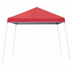 Z-Shade 10 x 10 Foot Push Button Angled Leg Instant Shade Outdoor Canopy Tent Portable Shelter with Steel Frame and Storage Bag, Red