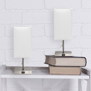 2pk Petite Stick Lamps with USB Charging Port and Fabric Shades - Simple Designs - 1 of 4