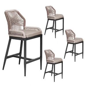 Outdoor Bar Stools - Set of 4 Counter Height Chairs with Back, Cushions Included,All-Weather Design, Chic Ergonomics, for Patio ,Garden - 1 of 4
