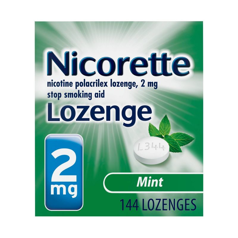 Nicorette 2mg Stop Smoking Aid Nicotine Lozenge - Mint - 144ct, 1 of 12
