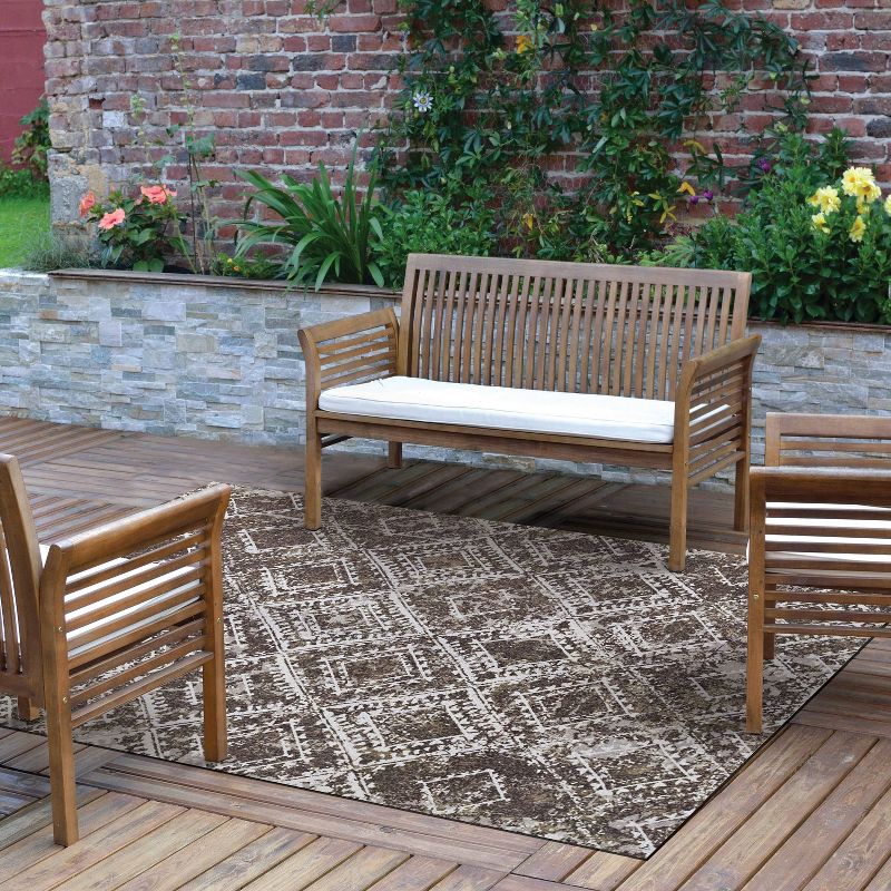 6&#39; x 8&#39; Distressed Outdoor Rug Taupe/White - Foss Floors, 5 of 7