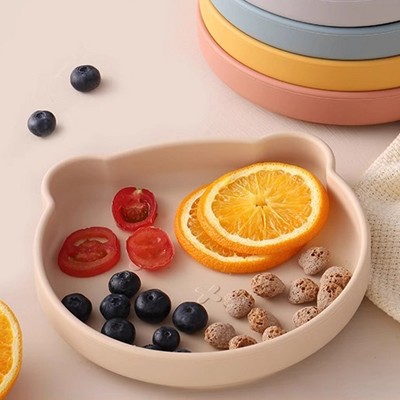 AOSTIRMOTOR Cartoon Shape Food Grade Baby Feeding Bowl Custom Silicone Baby Suction Bowl Silicone Plate for Kids