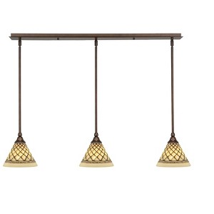 Toltec Lighting Any 3 - Light Chandelier in  Bronze with 7" Chocolate Icing Shade - 1 of 1