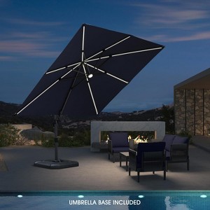 PURPLE LEAF 10x10 Ft Cantilever Umbrella Square Solar Powered LED Outdoor Patio Umbrella with 360°Rotation Adjustable With Base - 1 of 4