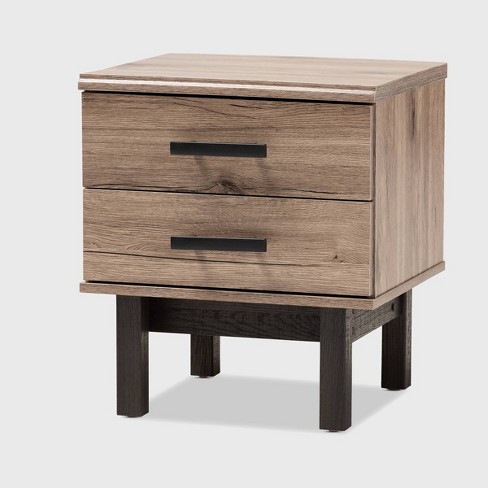 Arend Two Tone Oak And Black Wood 2 Drawer End Table Black