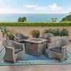 Christopher Knight Home Morant Outdoor Wicker 5 Piece Swivel Club Chair and Fire Pit Set - 2 of 4