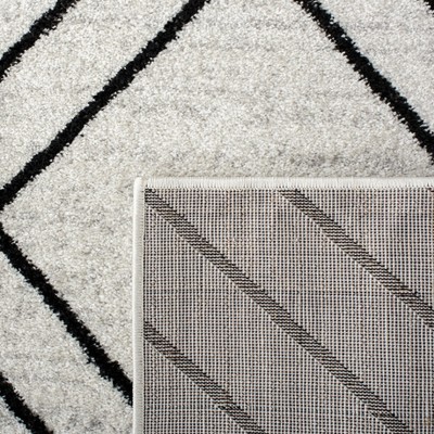 Adirondack Light Grey and Black Geometric Square Rug