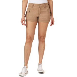WallFlower Women's Luscious Curvy Twill Cargo Shorts 3" Mid-Rise Insta Stretch Juniors - 1 of 3