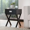 Wooden X-Leg End Table with 1 Drawer Black - Glitzhome - 3 of 4