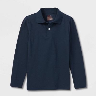 Boys' Adaptive Long Sleeve Polo Shirt - Cat & Jack™ Navy : Target