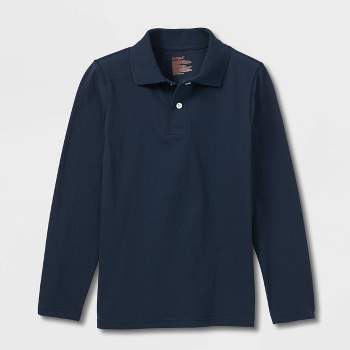 Boys' Adaptive Long Sleeve Polo Shirt - Cat & Jack™ Navy