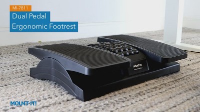 Black Adjustable Polystyrene Ergonomic Footrest with Massage Surface