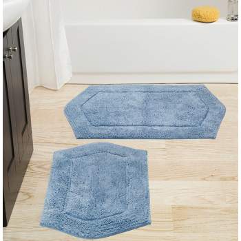 Home Weavers Allure Collection Absorbent Cotton, Machine Washable and Dry Bath Rugs - 17x24 - Blue