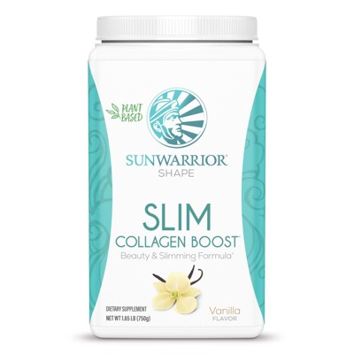Image of SLIM Collagen Boost Protein Powder, Beauty & Slimming Formula, Plant-Based Protein, Vanilla Flavor, Sunwarrior, 750gm