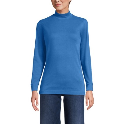 Lands' End Women's Relaxed Cotton Long Sleeve Mock Turtleneck