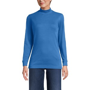 Lands' End Women's Relaxed Cotton Long Sleeve Mock Turtleneck - 1 of 3