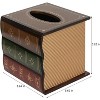 Classic Antique Book Tissue Box Cover, Brown Wooden Retro Design for Living Room and Office Decor - 2 of 4