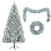 YOOCOZZ Christmas Decoration Set-6FT Pre-Lit Snow Flocked Artificial  Christmas Tree and Garland & Wreath, Colorful LED Lights-8 or 11Lighting Modes - 3 of 4