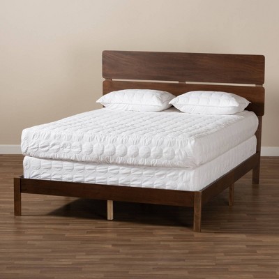 Anthony Walnut Queen Wood Panel Bed with Slatted Headboard