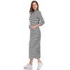Coolmee Women Hoodies Maxi Dress Casual 3/4 Sleeve Tunic Dress Slim Hooded Sweatshirts Dress with Pocket - 2 of 4