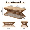 43.3" Mid-Century Modern Wood Coffee Table,Low Profile Rectangular Accent Table with Boho Woven Bamboo Base for Living Room-Baofuwish - 4 of 4