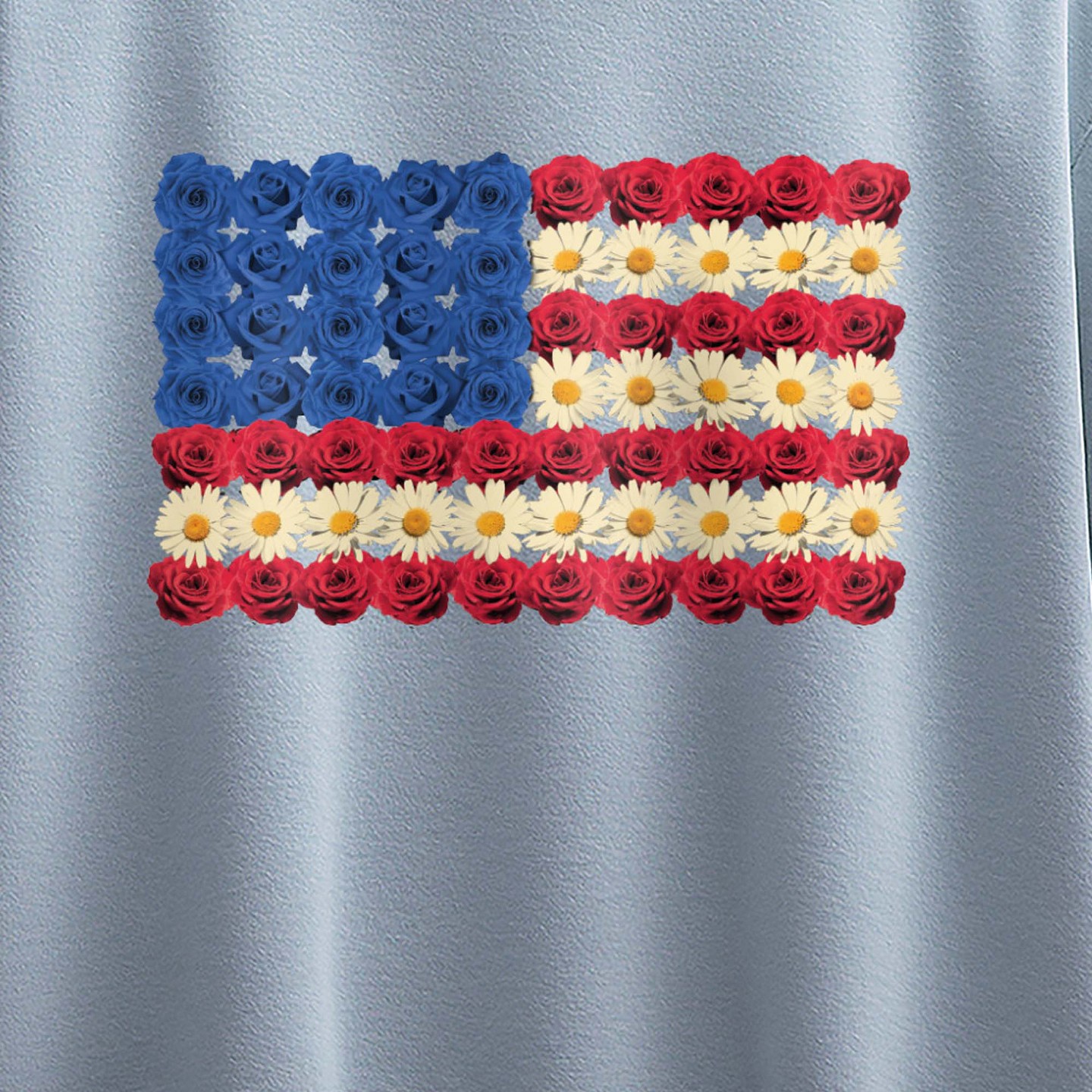 Футболка Instant Message Flower USA Flag Short Sleeve Boxy Graphic T-Shirt - Chambray Blue для девочек, цвет: Синий — фото 2